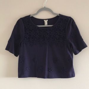 Forever 21 Boxy Top with Floral Embroidery S
